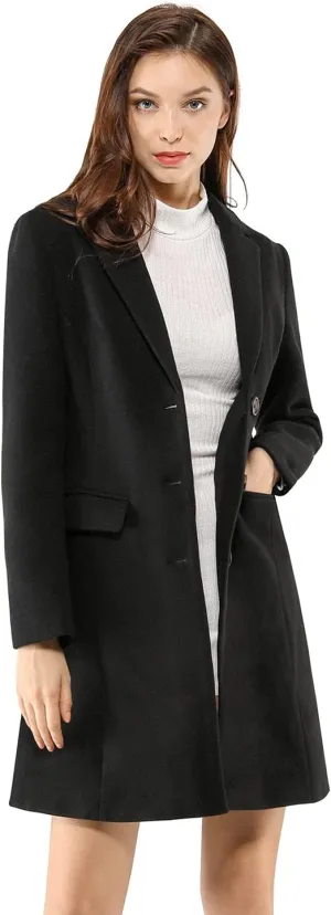 Allegra K Women's 2024 Pea Coat Single Breasted Long Winter Coats for Women