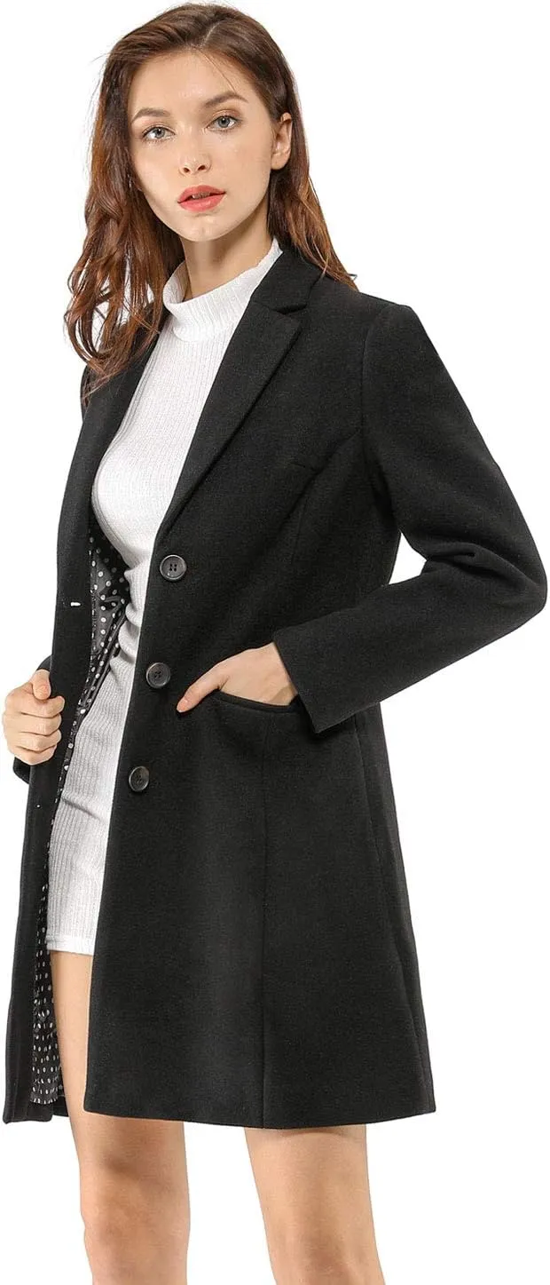 Allegra K Women's 2024 Pea Coat Single Breasted Long Winter Coats for Women