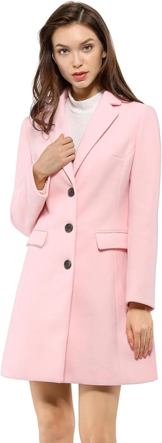 Allegra K Women's 2024 Pea Coat Single Breasted Long Winter Coats for Women