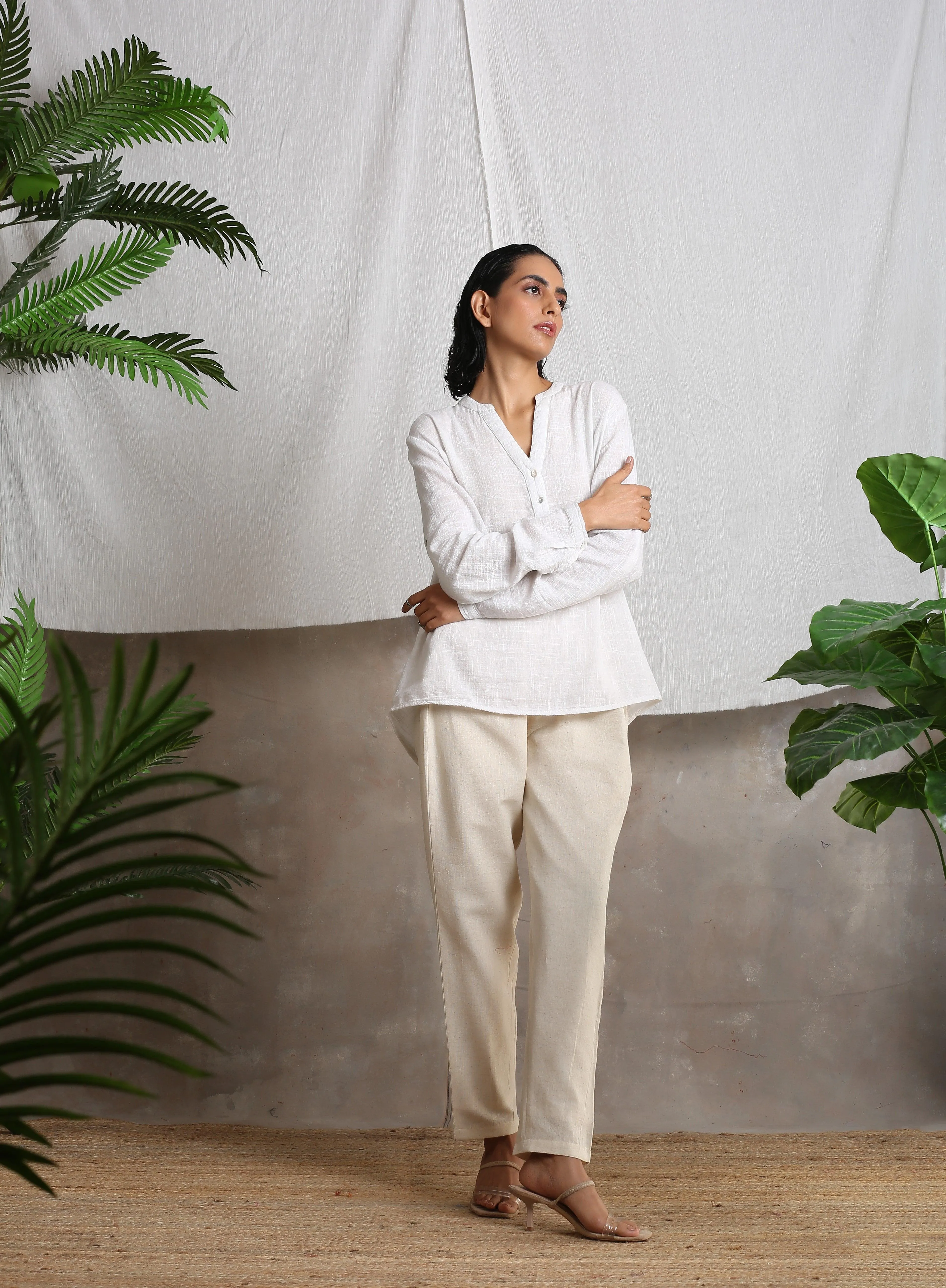Beige Pure Cotton Pant