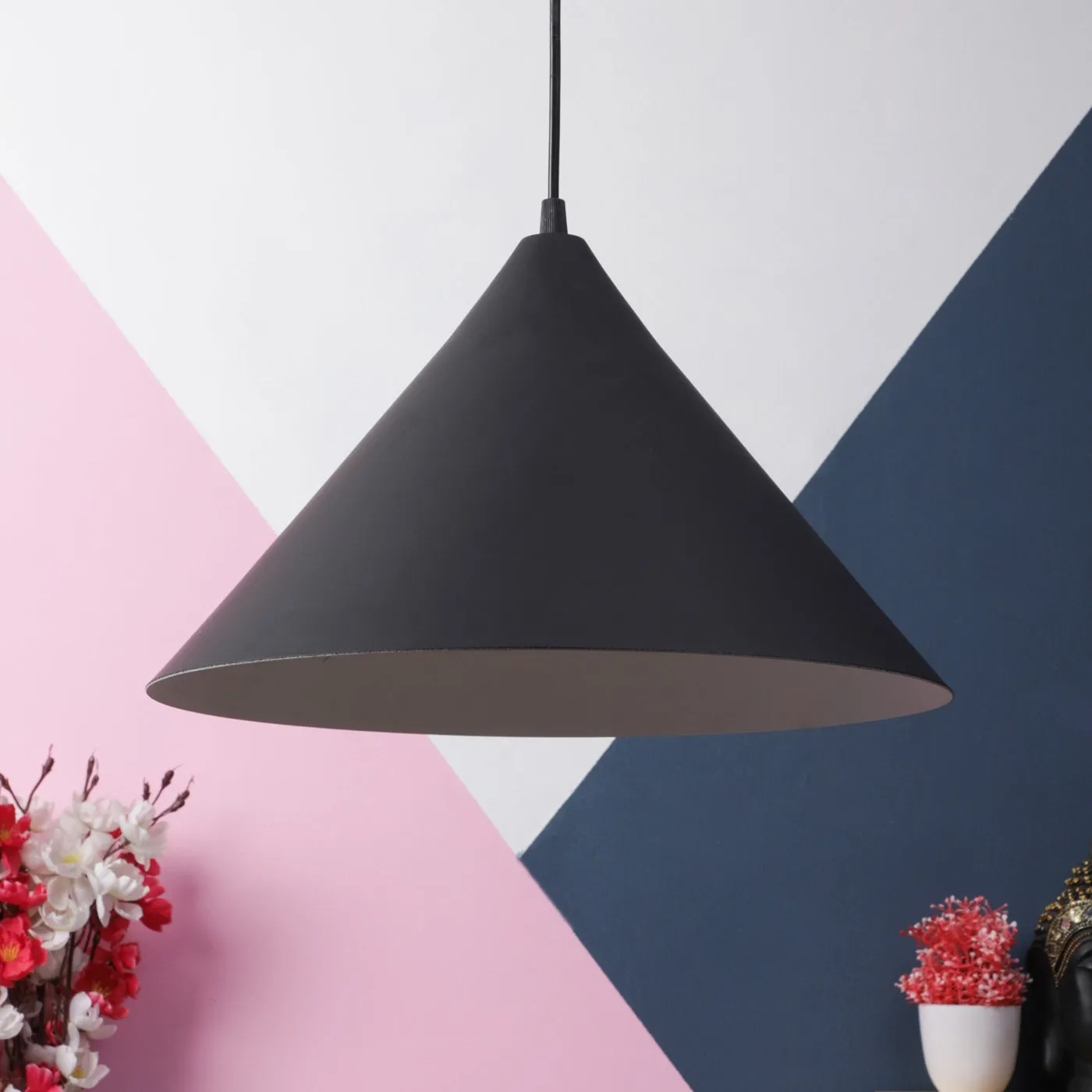 Black - White Metal Hanging Light - m-36-bk w-new