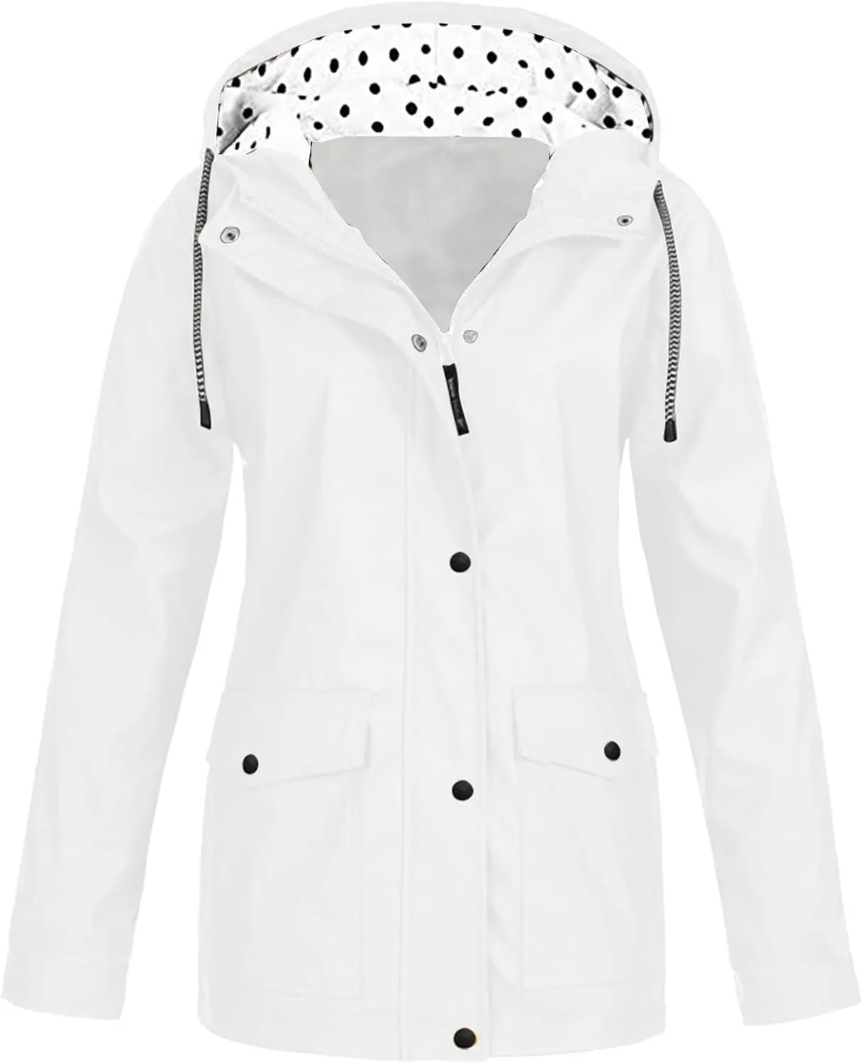Blue Raincoat Women Waterproof Long Hooded Trench Coats Lined Windbreaker Travel Jacket with Pockets