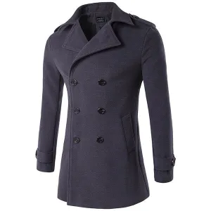 Business Thick Warm Double-breasted Trench Coat for Men
