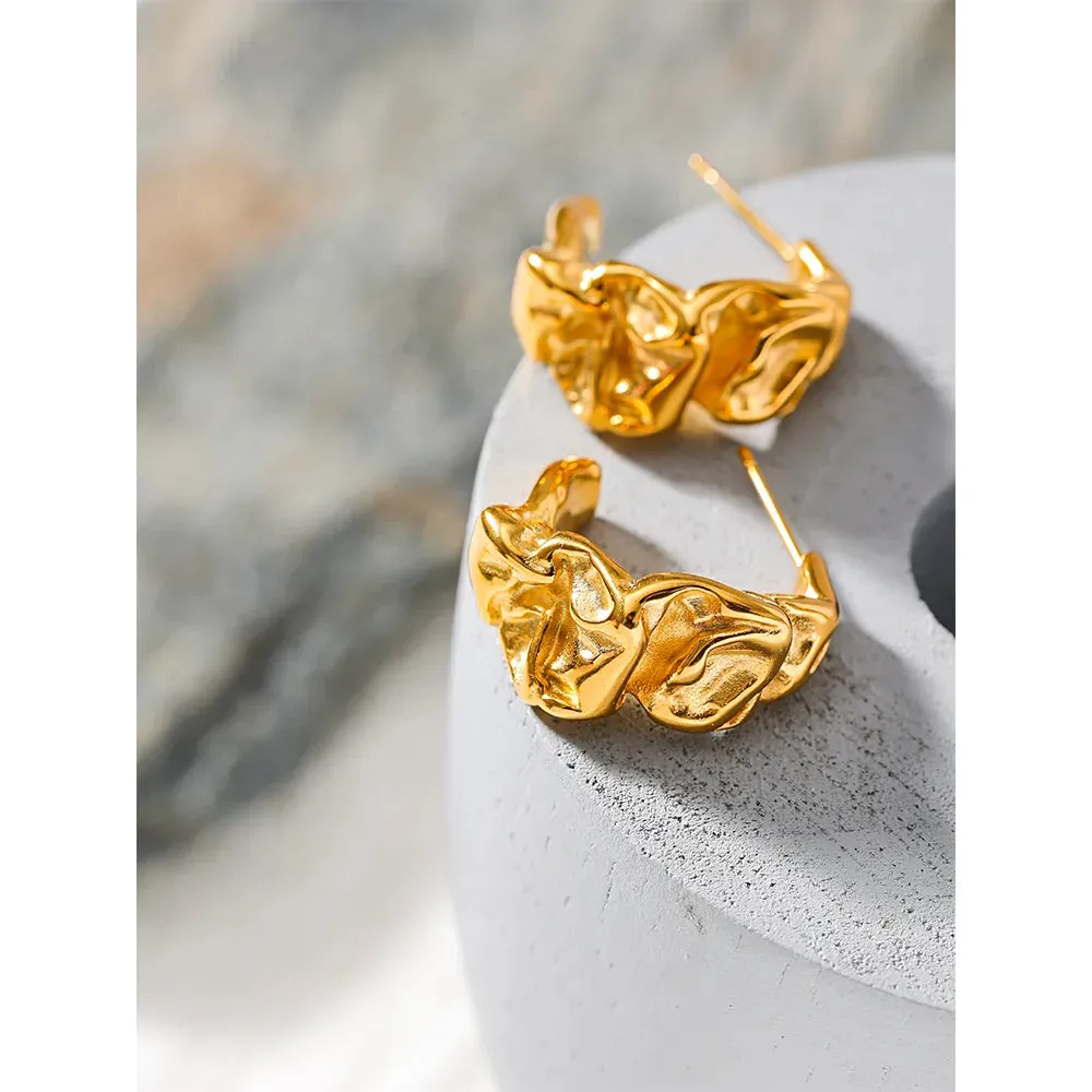 Creative Statement Metal Gold Color Stainless Steel Geometric Unusual Hoop Earrings for Women Charm Vintage Jewelry New