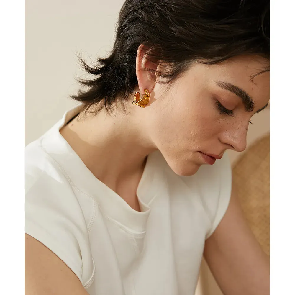 Creative Statement Metal Gold Color Stainless Steel Geometric Unusual Hoop Earrings for Women Charm Vintage Jewelry New