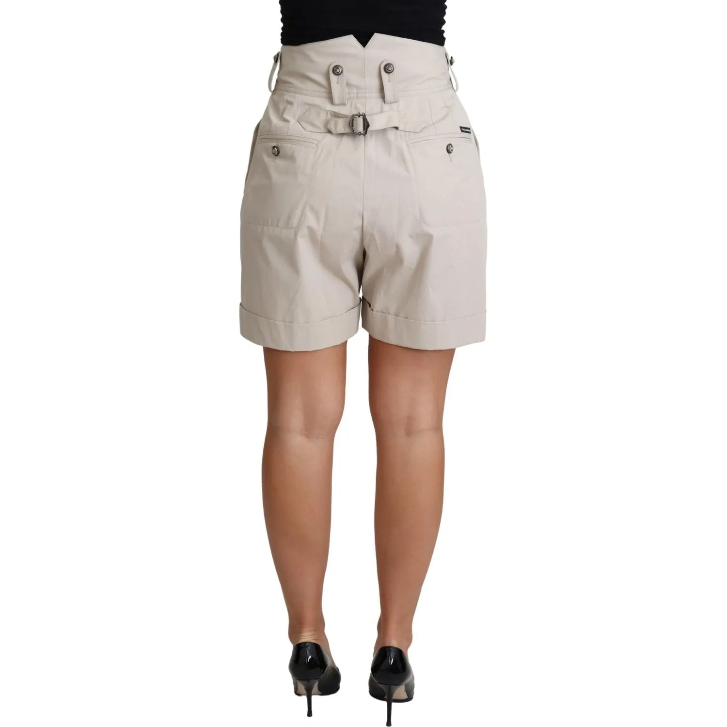 Dolce & Gabbana Chic Beige High Waist Pleated Shorts
