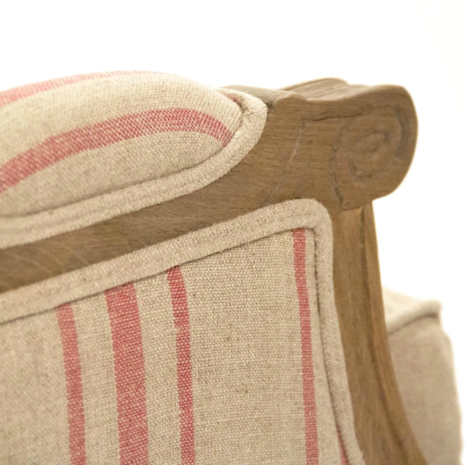French Louis Red Striped Sofa