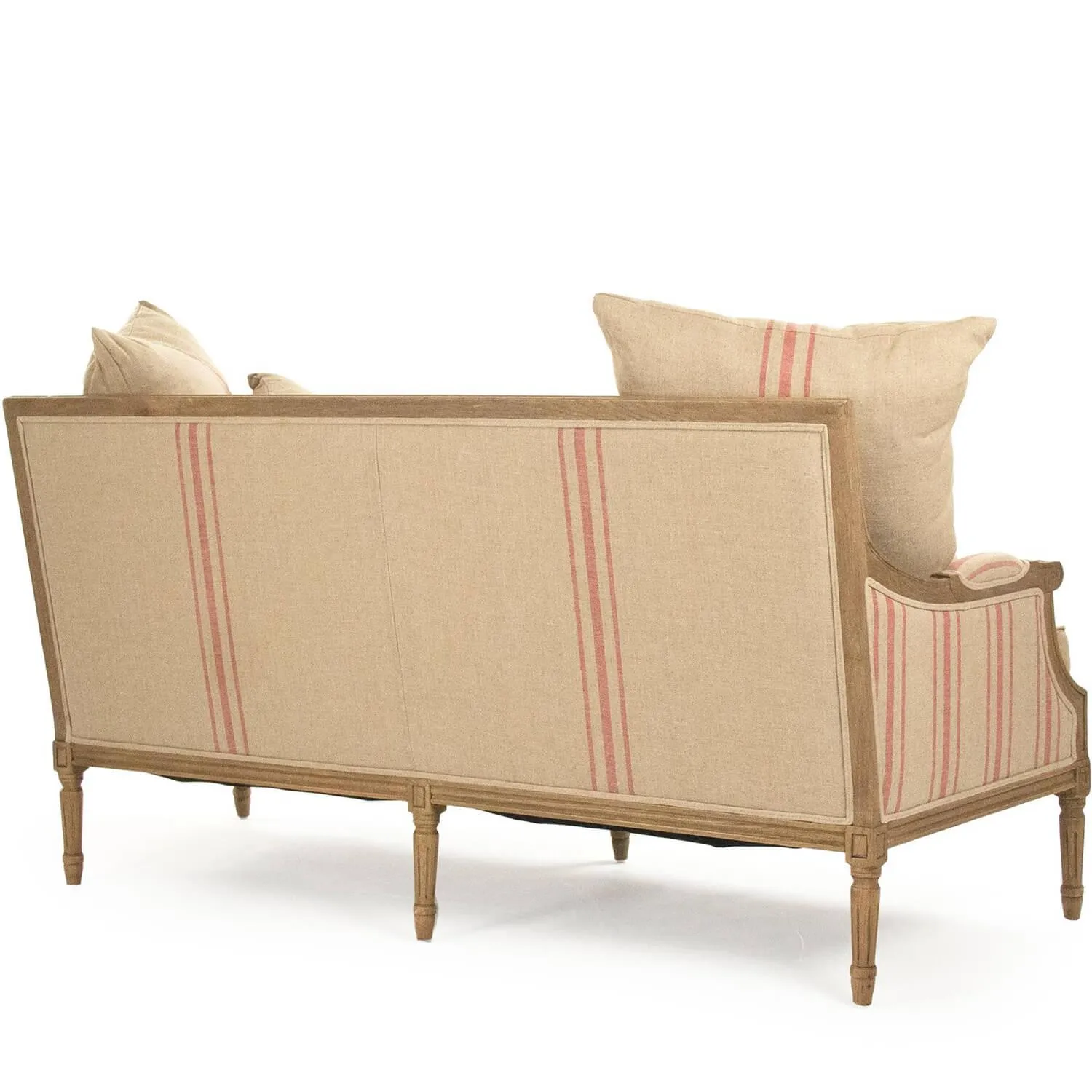 French Louis Red Striped Sofa