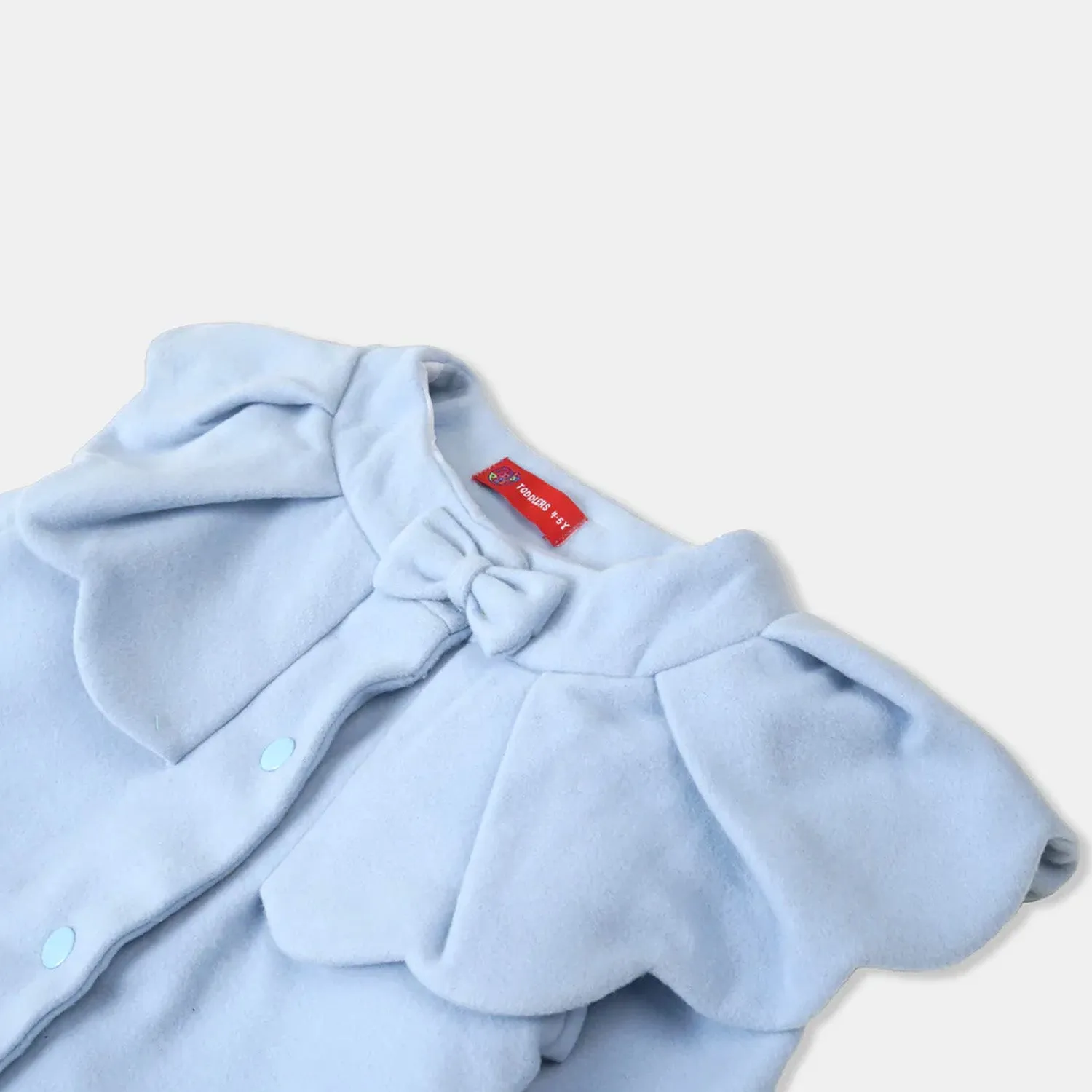Girls Woolen Trench Coat - SKY BLUE