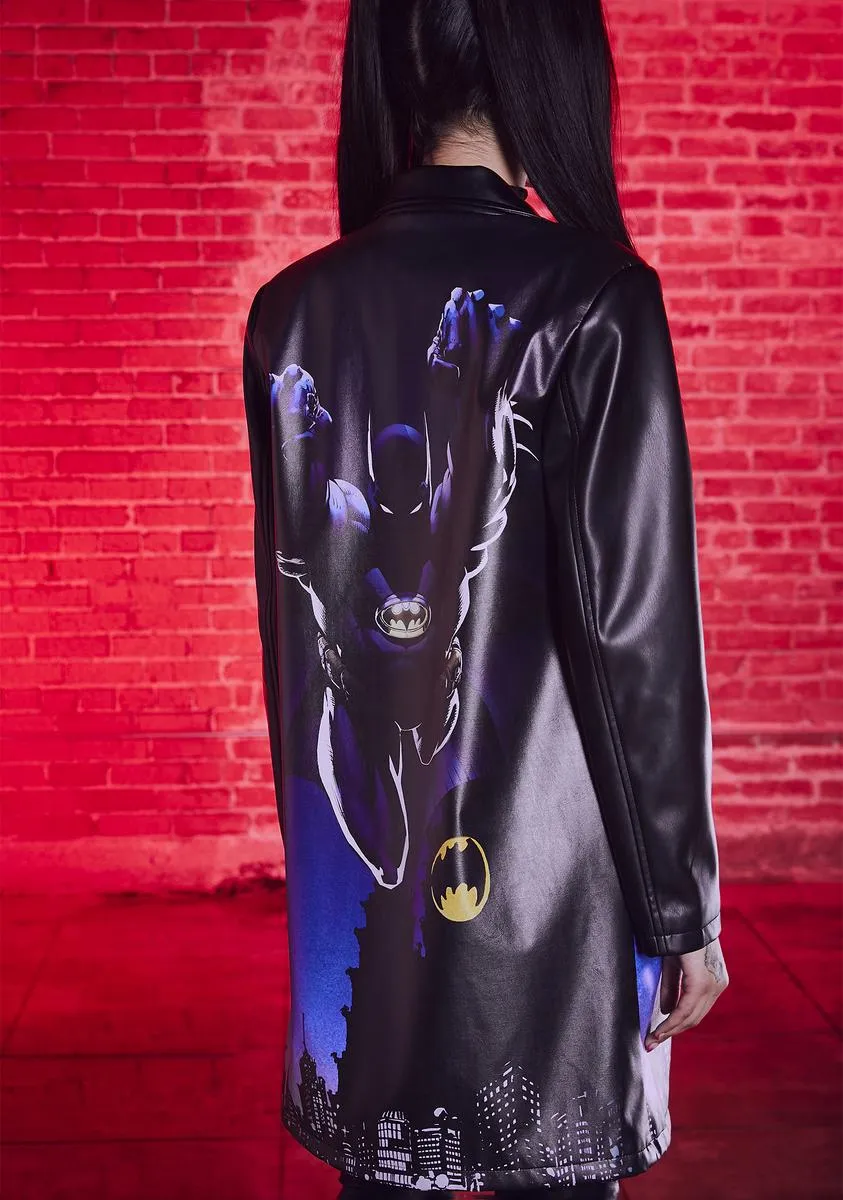 Gotham City Vegan Leather Trench Coat