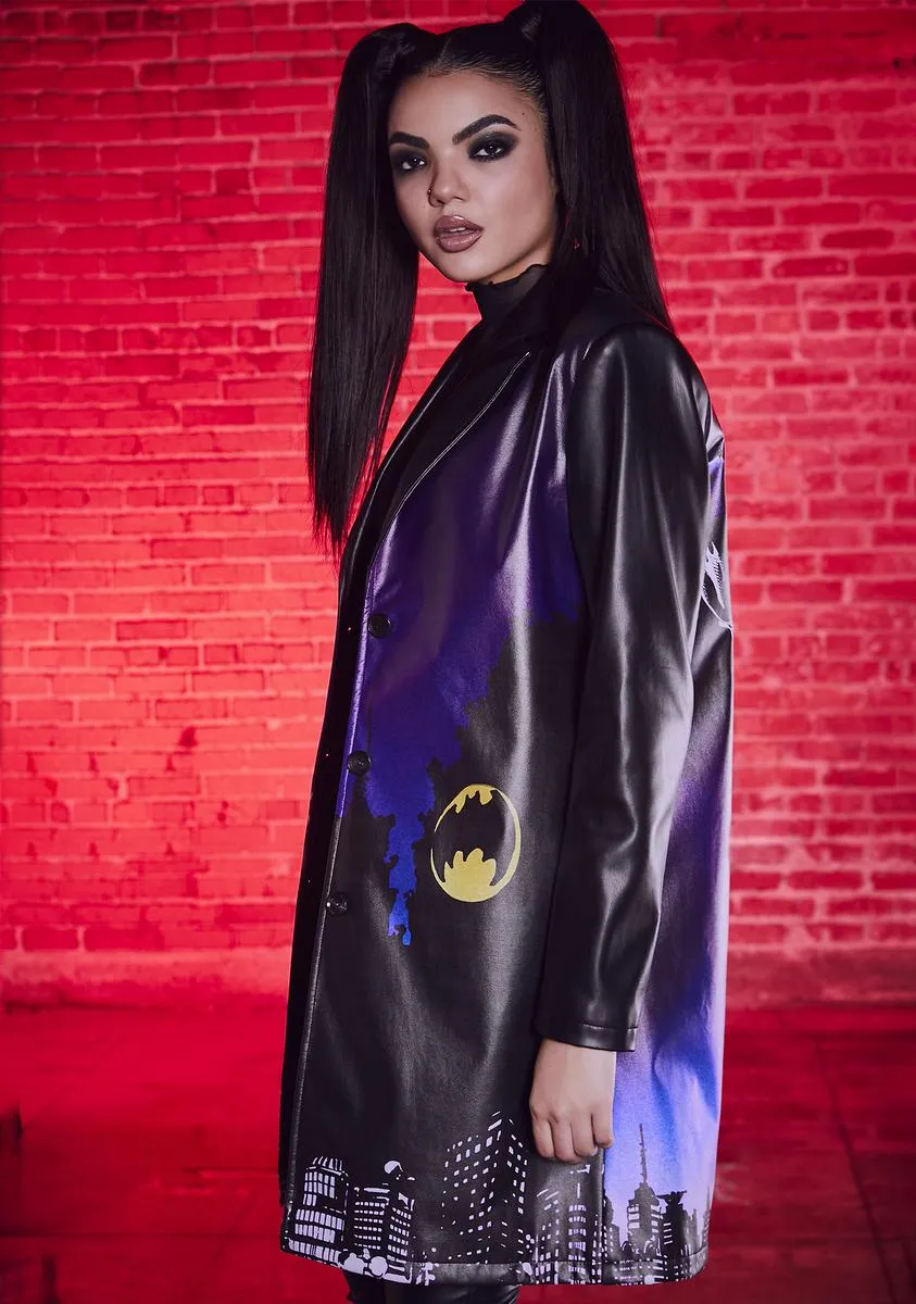 Gotham City Vegan Leather Trench Coat