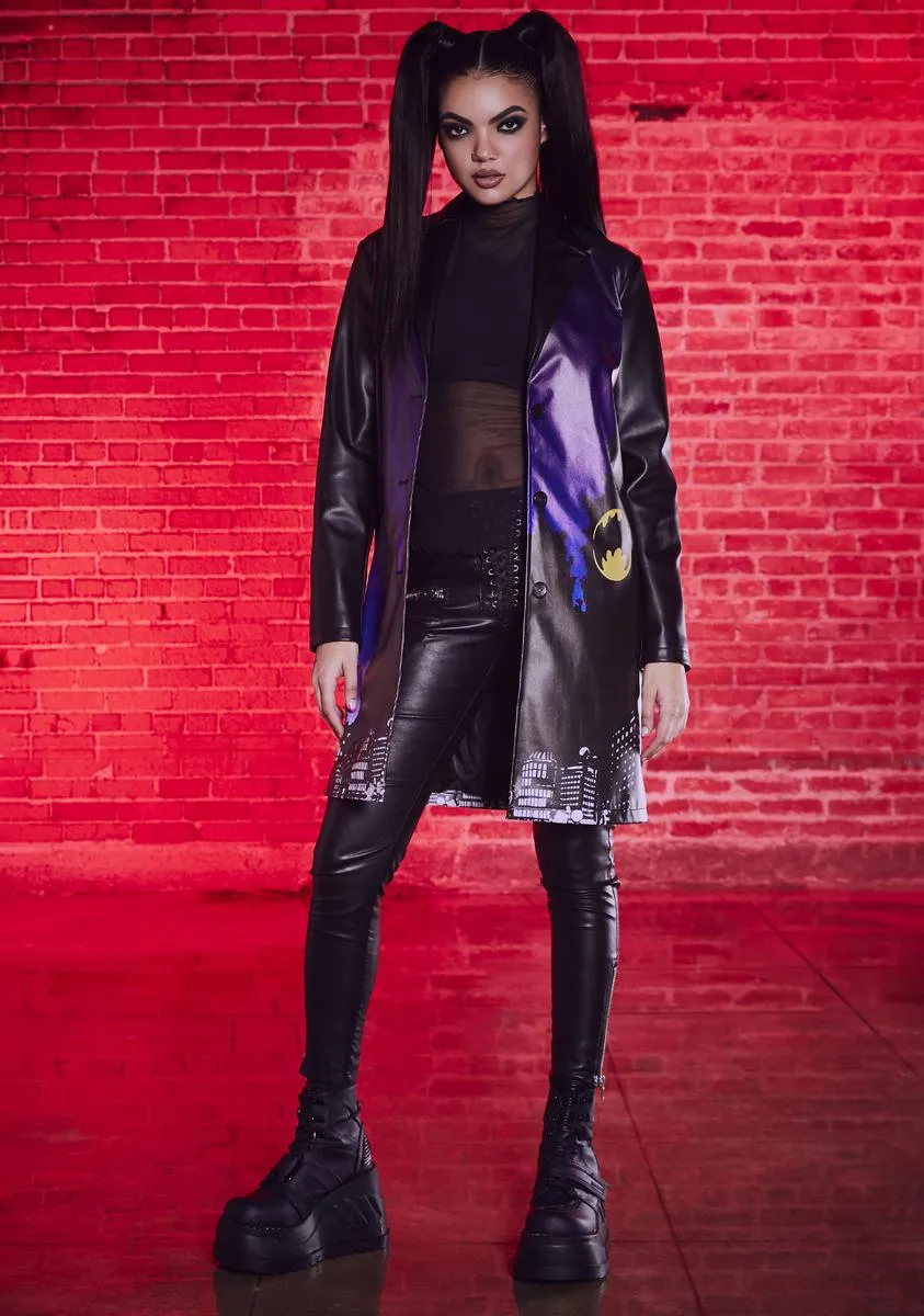 Gotham City Vegan Leather Trench Coat