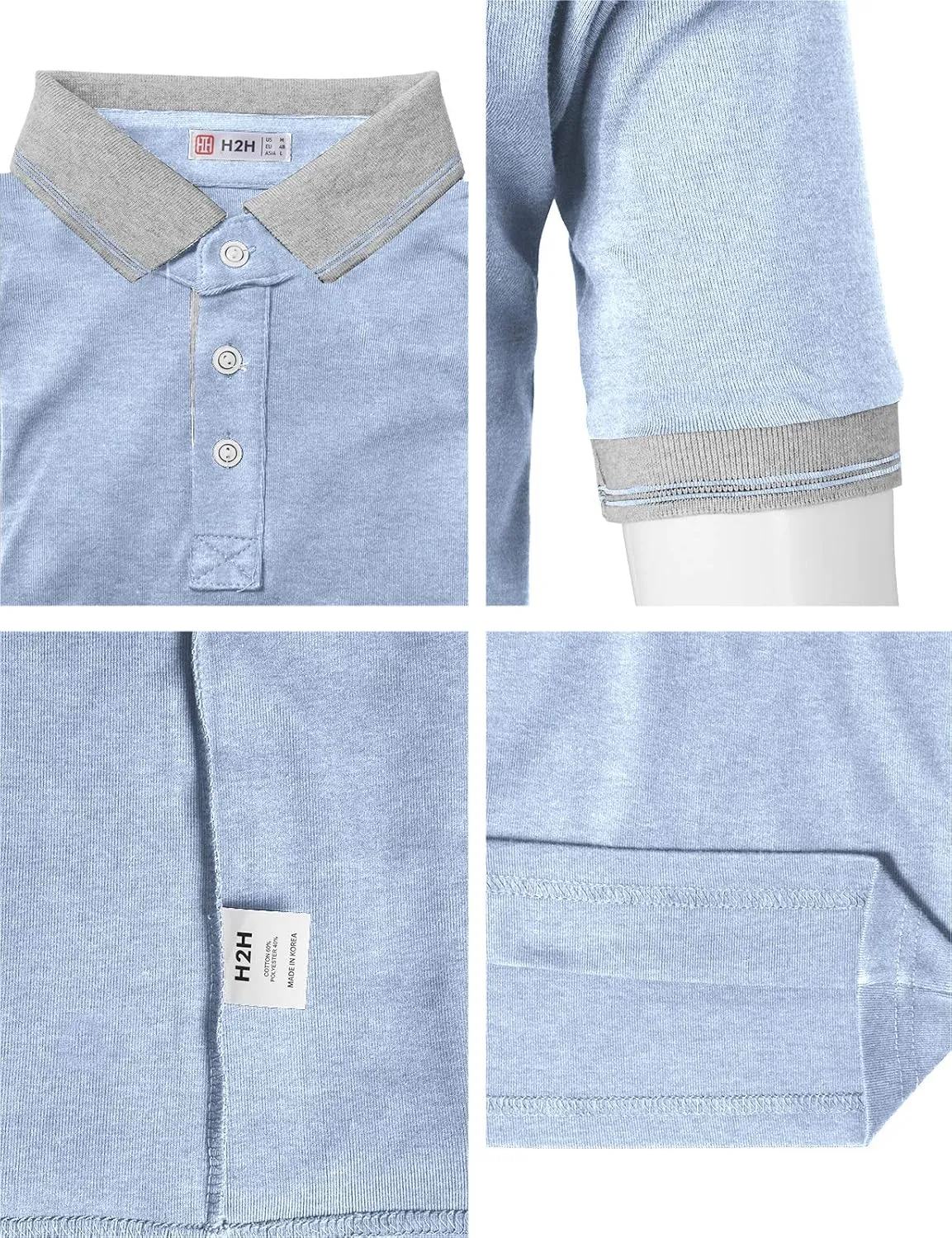 H2H Mens Casual Slim Fit Polo T-Shirts of Various Styles and Designed