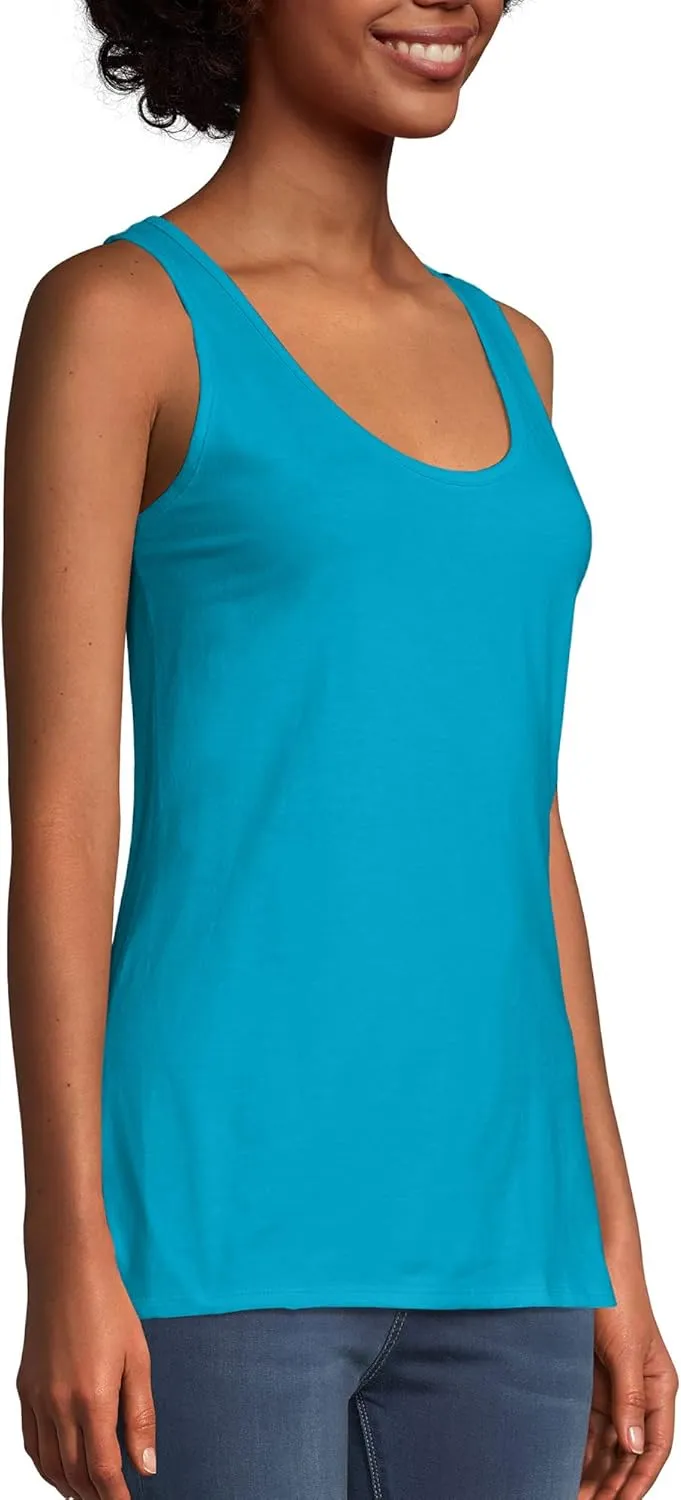 Hanes Women's Scoopneck Cotton Jersey Tank, Classic Cotton Tank Top, Lightweight Cotton Tank for Women