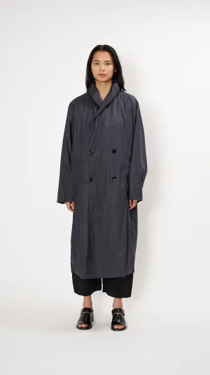 Hooded Raincoat in Blue Black