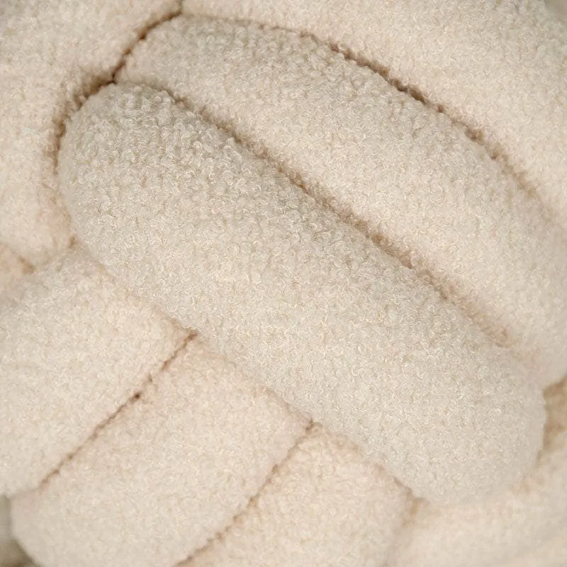 Khaki Boucle Knot Ball Cushion - 27cm