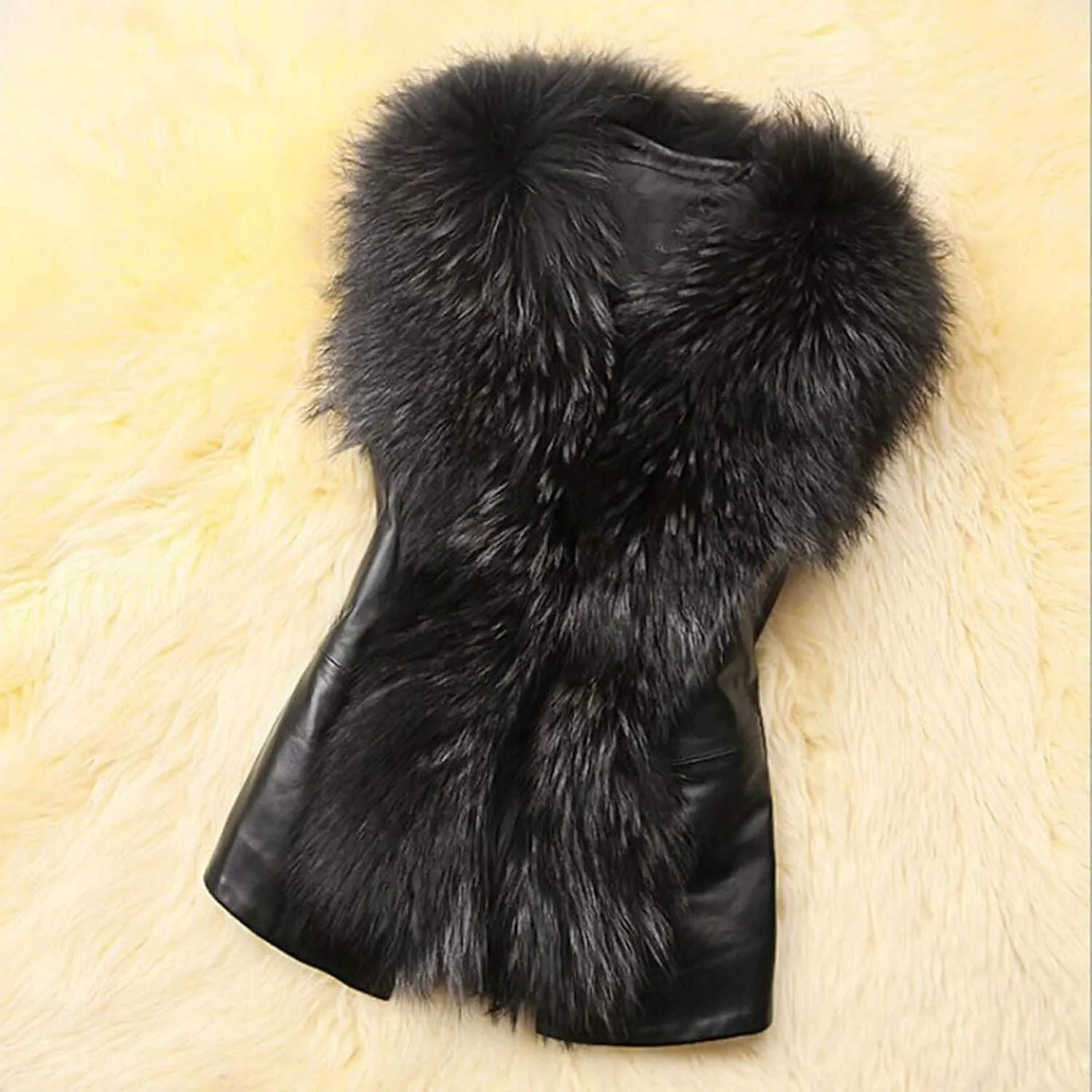 LCMTWX Womens Winter Outerwear Faux Fur Long Jacket Faux Sleeve Short Warm Women's Coat Long Sleeve Pockets Shaggy Purple