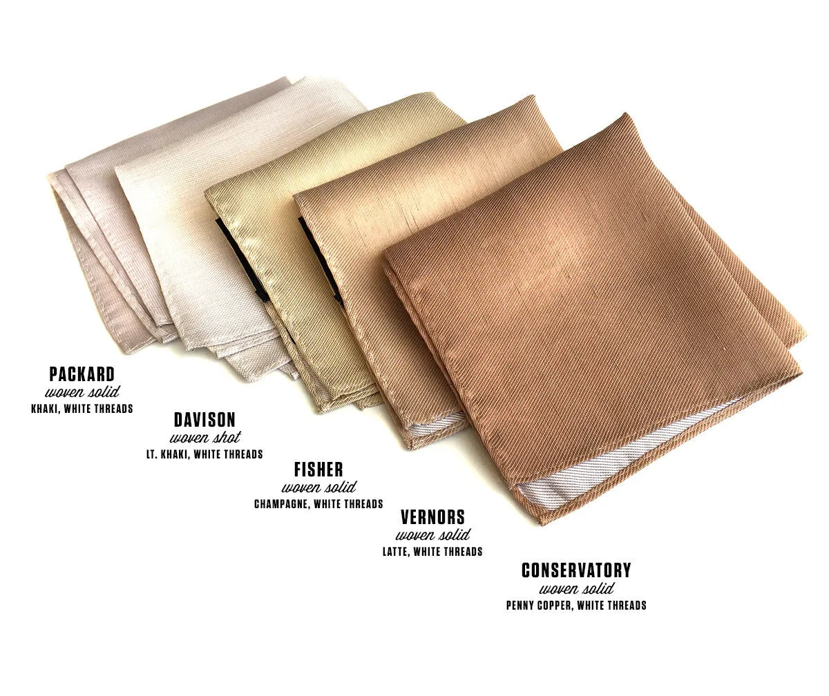 Light Khaki Linen Pocket Square. Solid Color, Davison
