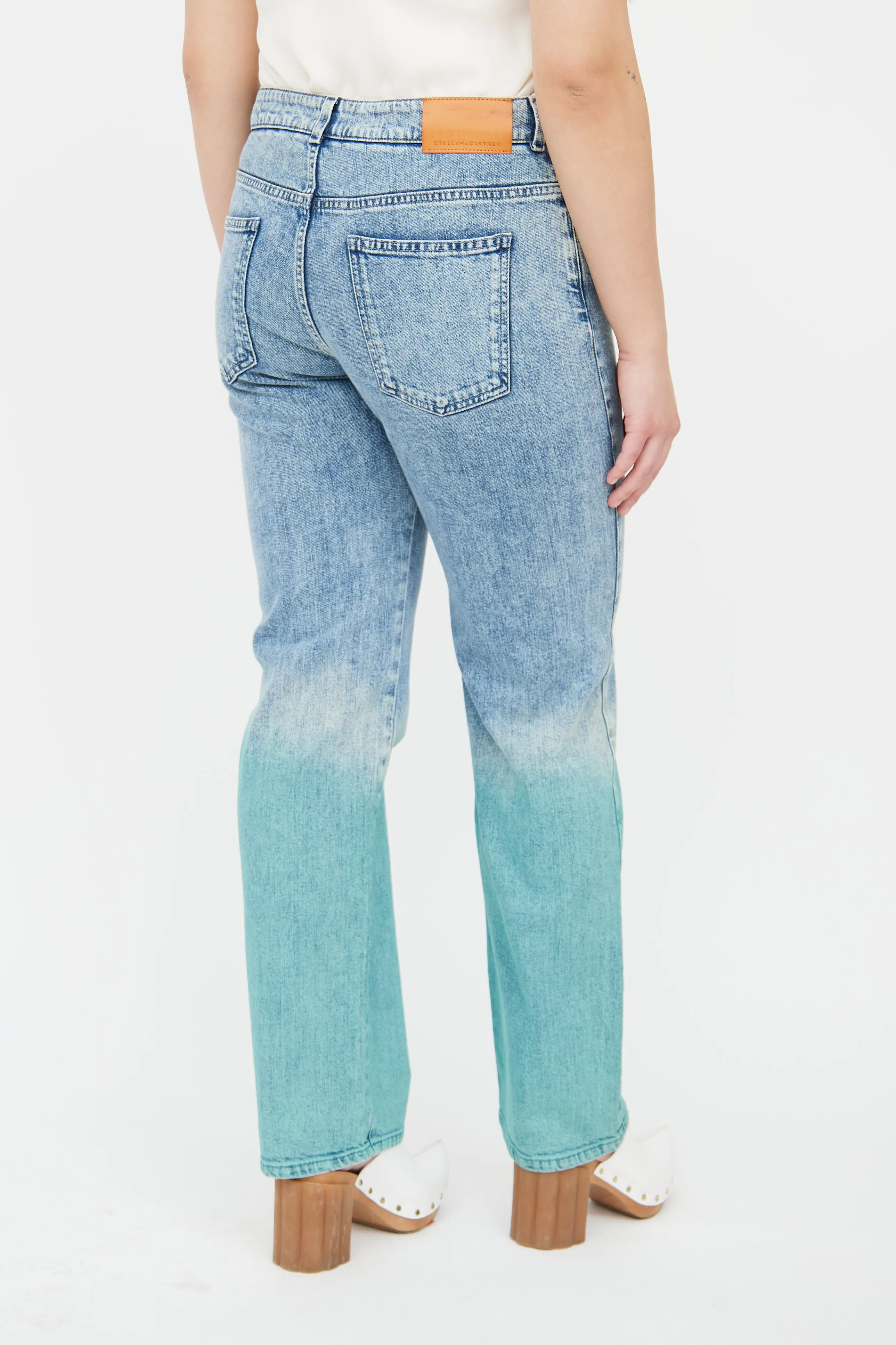 Light Wash Green Straight Jeans