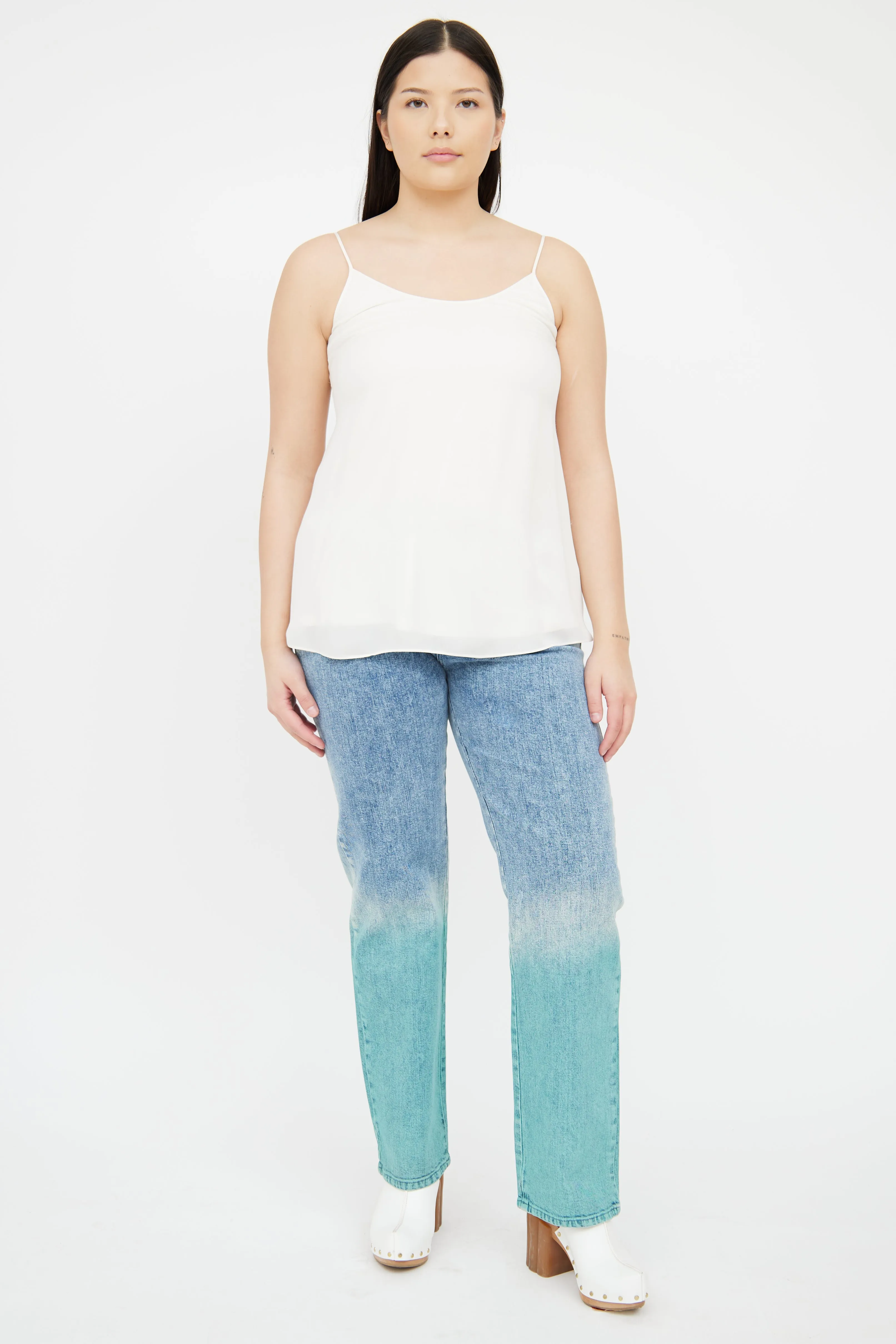 Light Wash Green Straight Jeans