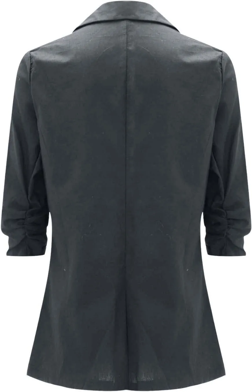 Linen Blazer Women Summer Lightweight 3/4 Sleeve Jacket Dressy Open Front Cardigan Business Casual Work Outfits