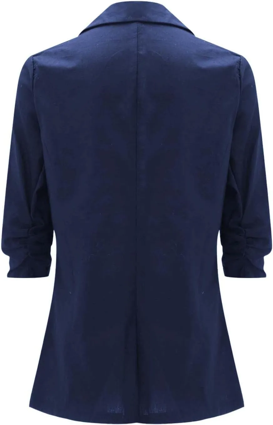 Linen Blazer Women Summer Lightweight 3/4 Sleeve Jacket Dressy Open Front Cardigan Business Casual Work Outfits