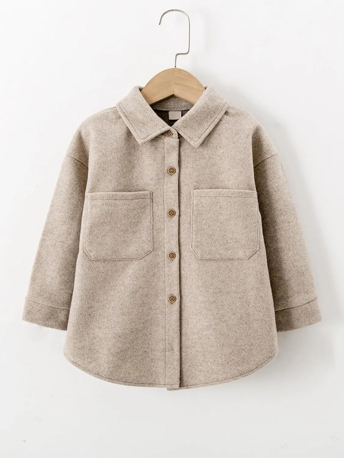 Little Girls Coat Baby Fleece Jacket Button Warm Coats Kids Khaki Girls Trench Coats Outwear Wool Jackets Toddler