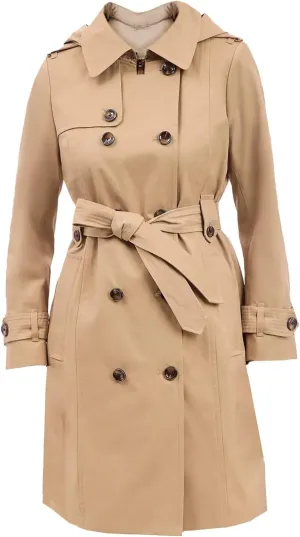 LONDON FOG Women's British Khaki Double Breasted Belted Trench Coat Jacket (US, Alpha, Medium, Regular, Regular, Khaki)