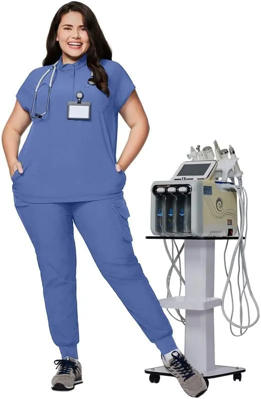 Medical Scrub Pants for Women  Mid Rise Jogger Pants with Yoga Waistband, 4-Way Stretch, Anti-Wrinkle & 8 Pockets
