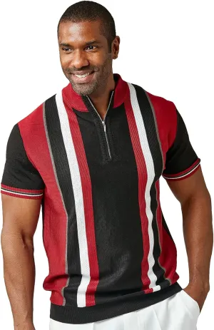 Mens Short Sleeve Knit Sports Shirt - Modern Polo Vintage Classics: Plaid Mix