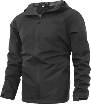 Mens Waterproof Jacket Lightweight Zip-Up Windbreaker Windproof Breathable Packable Jacket Quick Dry Jackets