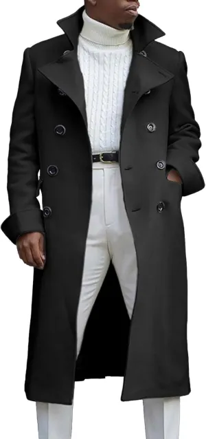Mens Wool Blend Trench Coat Single Woolen Double Breasted Extended Coat men coat Men'S Trench Rain Coats
