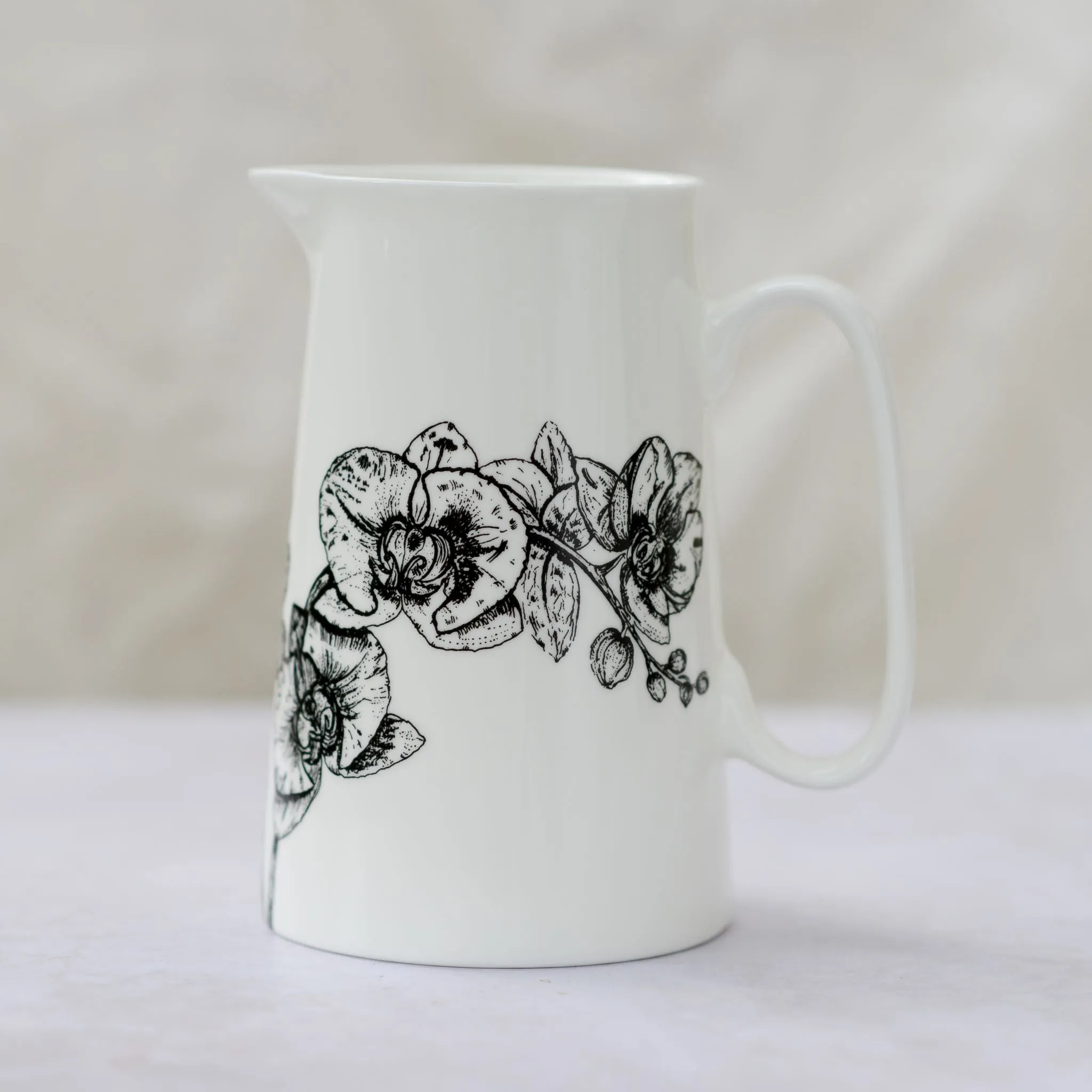 Orchid Design Fine Bone China Two-Pint Jug