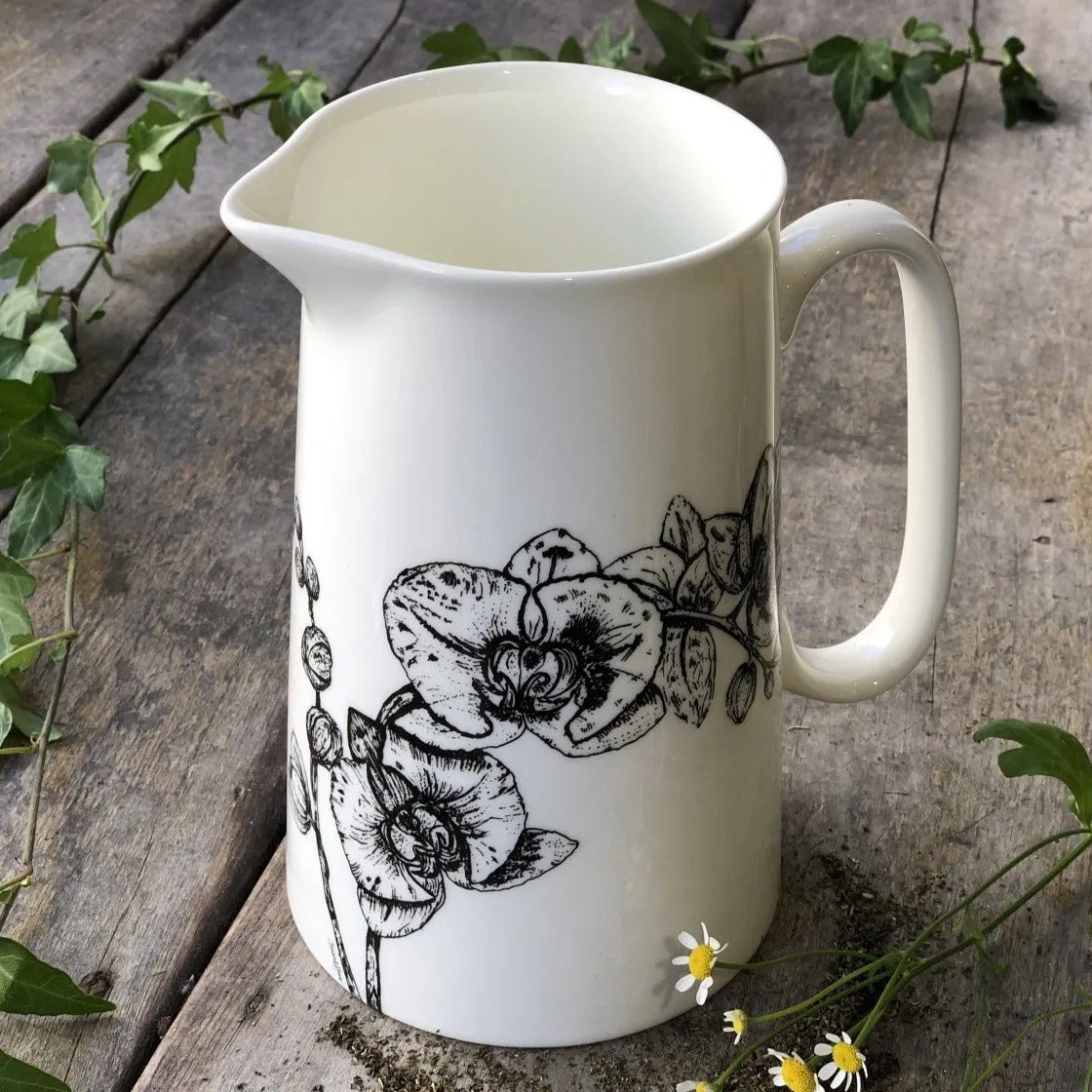 Orchid Design Fine Bone China Two-Pint Jug