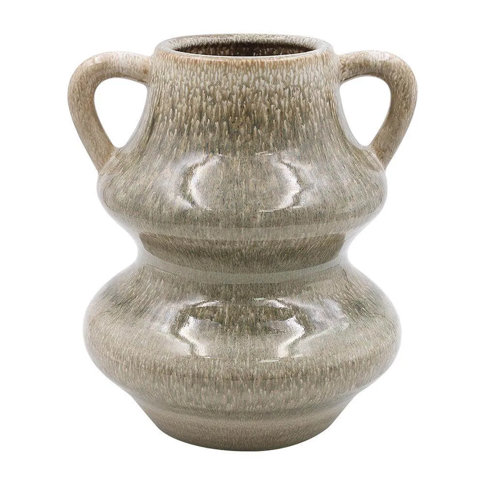 Pompeii Grey Reactive Glass Ceramic Flower Double Curved Vase Small, Medium, Large