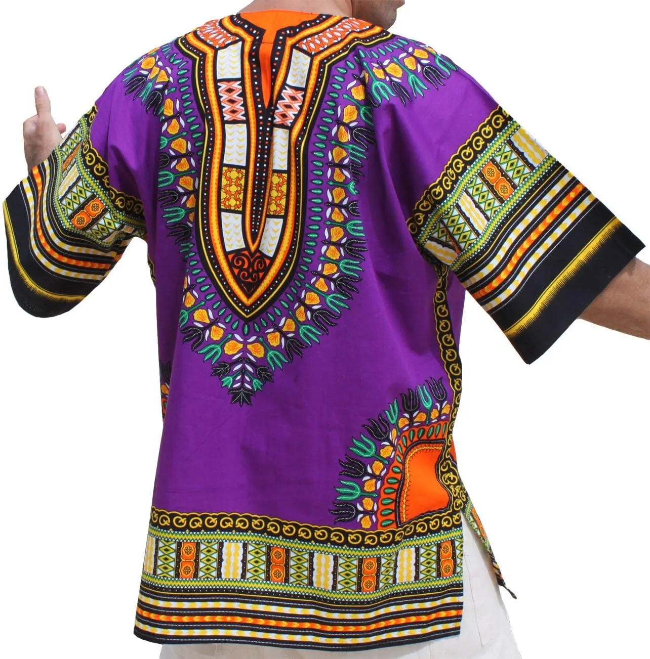 RaanPahMuang Unisex African Bright Dashiki Cotton Shirt Variety Colors