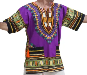 RaanPahMuang Unisex African Bright Dashiki Cotton Shirt Variety Colors