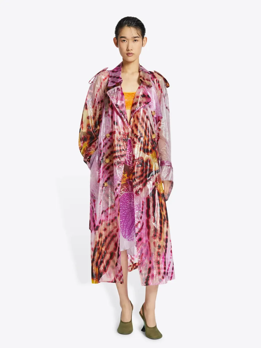 Risto Printed Trench Coat in Fuchsia