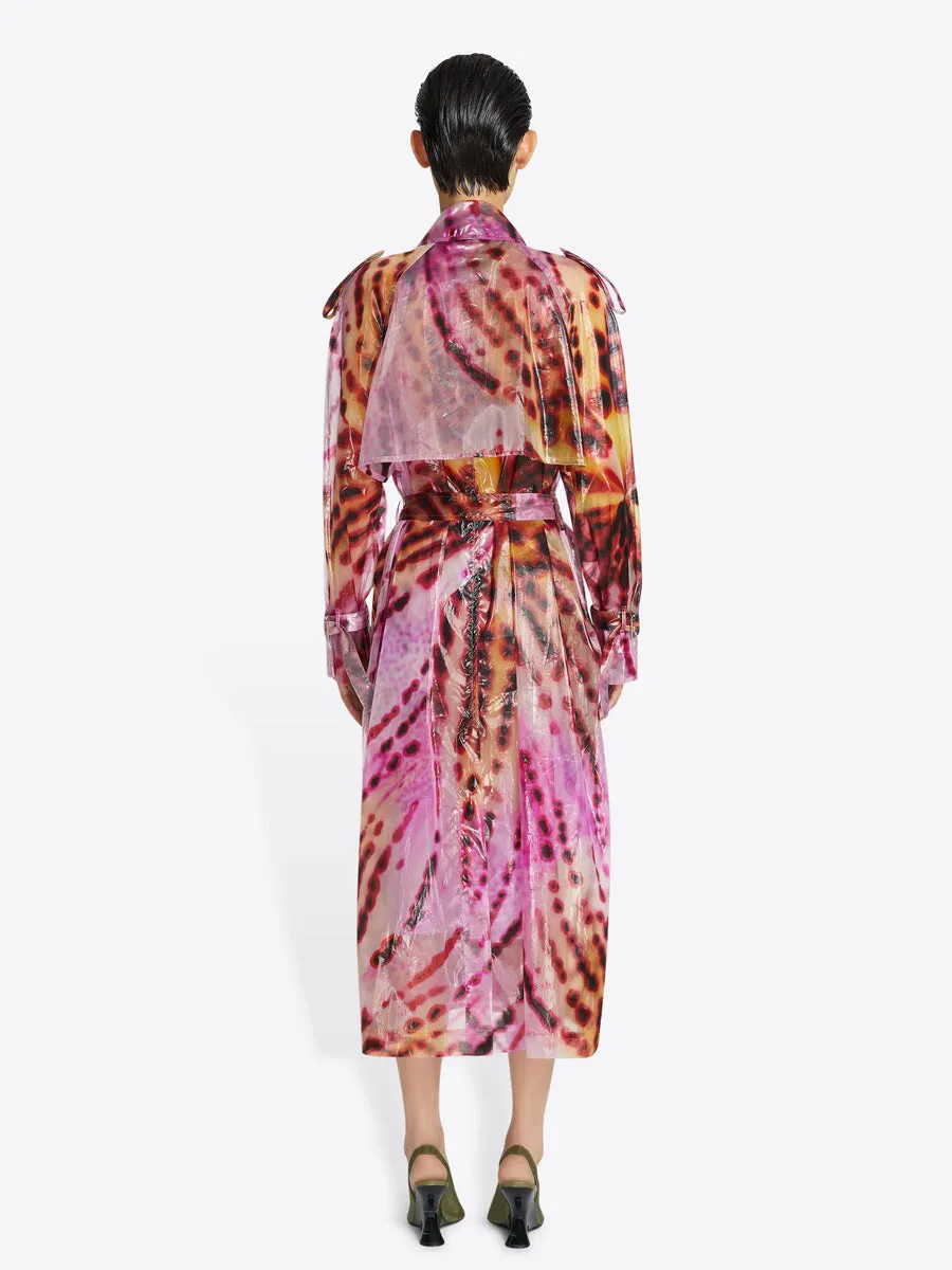 Risto Printed Trench Coat in Fuchsia