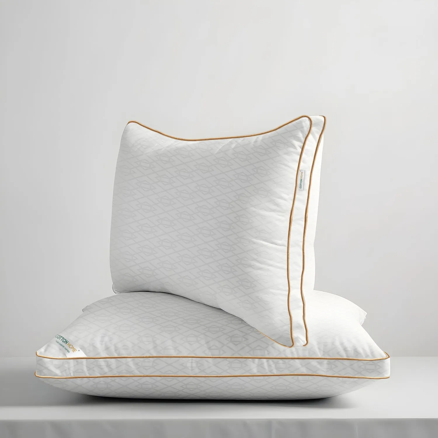 Royal Angler High Quality Geometric Design Ultra Soft Premium Cotton Dobby Jacquard  Gusset Pillow 50x75cm  5cm White