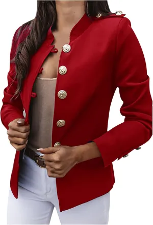 SHAOBGE Ladies Coats Winter Women Long Sleeve Casual Slim Top Button Stand Collar Solid Business Jacket 3 In1 Jacket