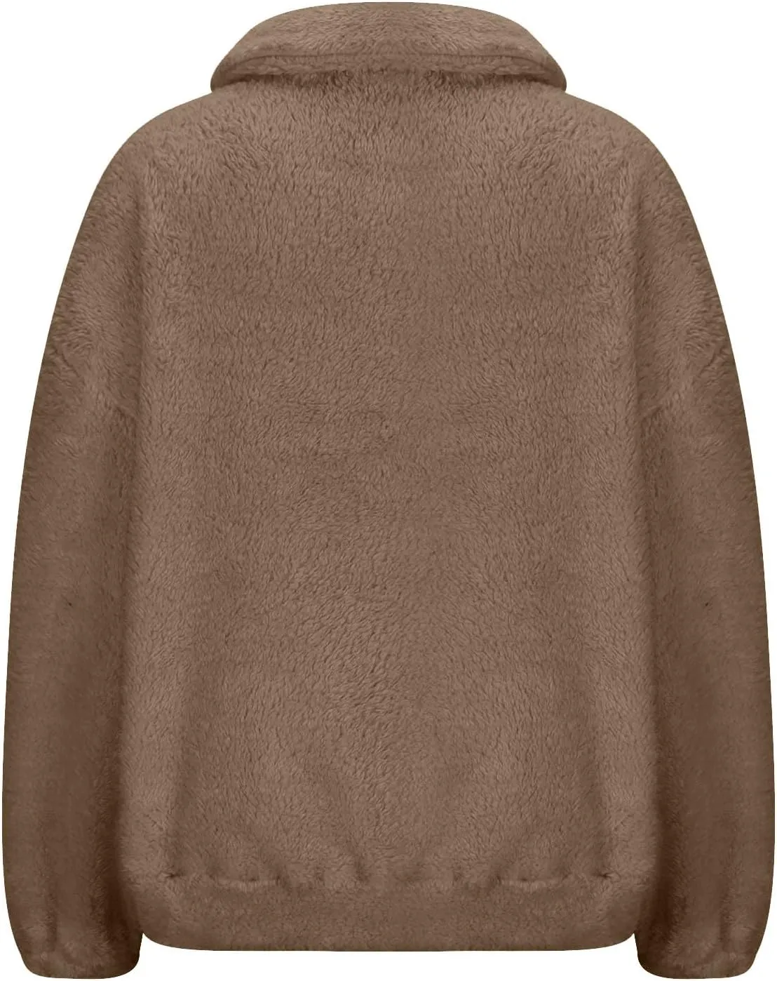 Uillui Womens Half Zip Sherpa Oversized Pullover Fuzzy Fleece Sweatshirt Jacket Fluffy Sweater Lapel Outerwear with Pockets
