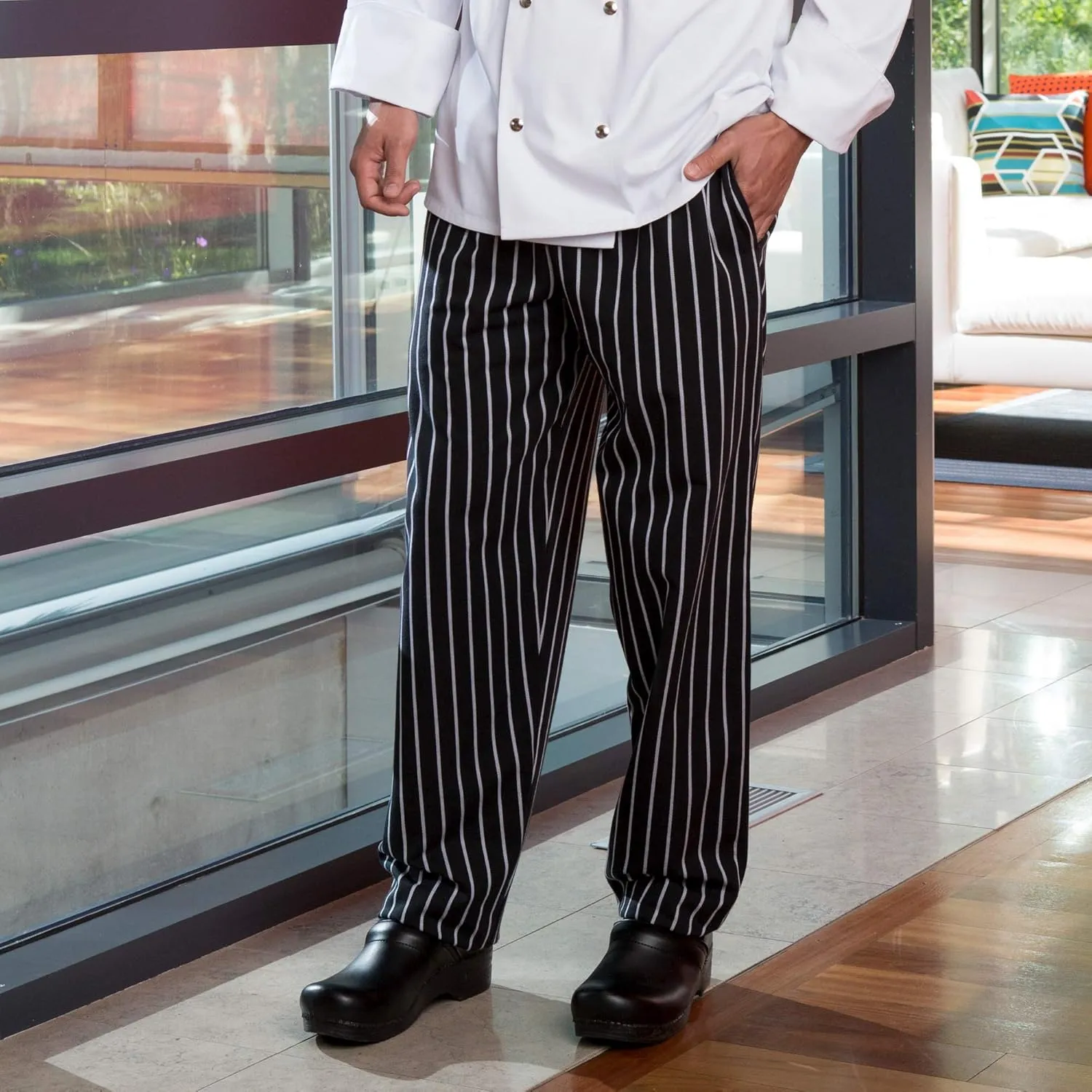 Uncommon Threads Unisex Classic Baggy Chef Pant with 3 Inch Elastic Waist