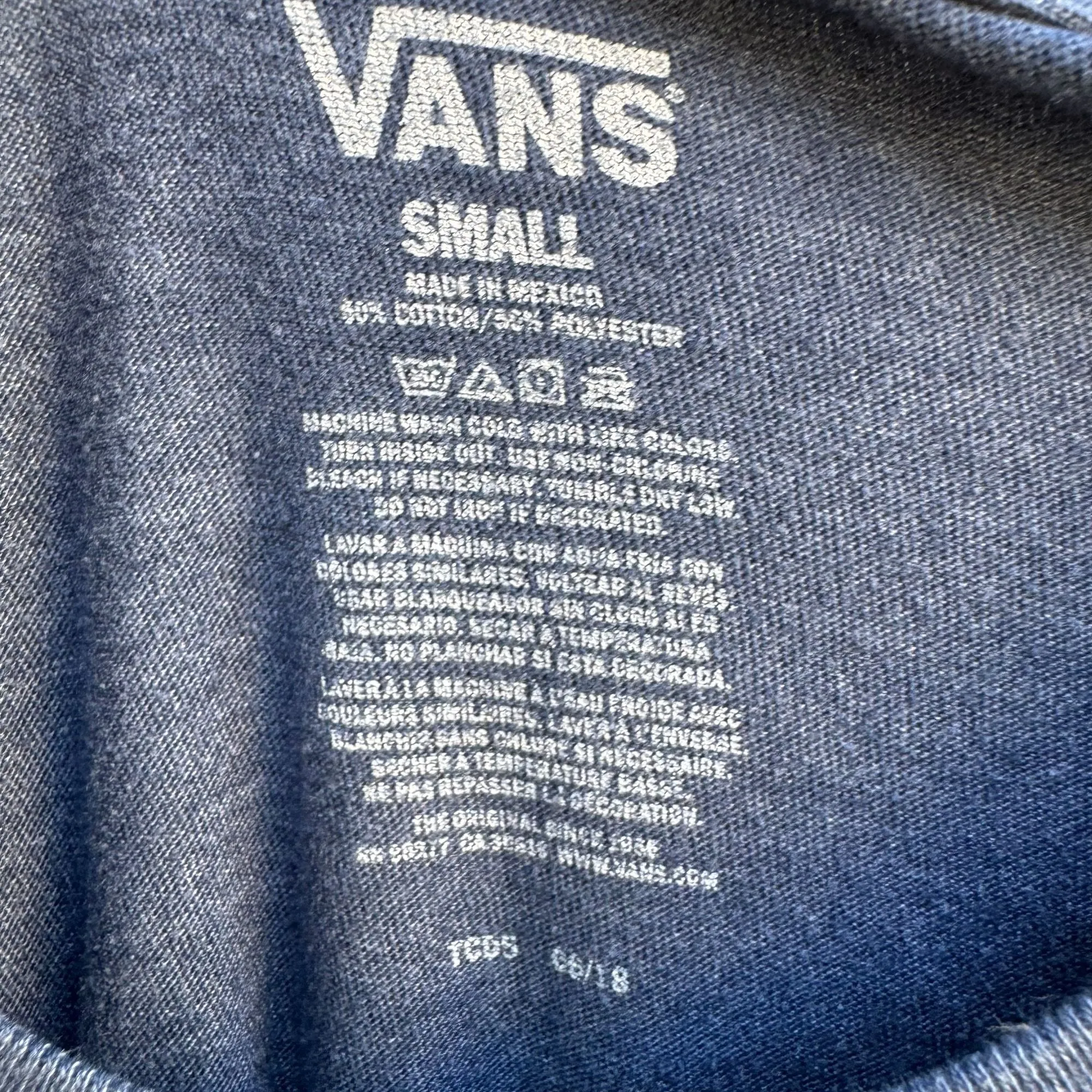 Vans Classic Logo Mens Retro Blue On Red Off The Wall Short Sleeve Tee Shirt - S