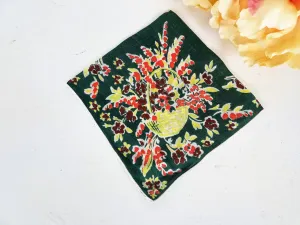 Vintage Basket With Autumn Foliage And Colors Hanky
