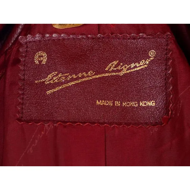 Vintage Etienne Aigner Leather Trench Coat 1970s Size 38 Bust Sz 14