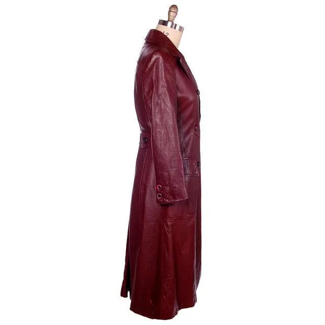 Vintage Etienne Aigner Leather Trench Coat 1970s Size 38 Bust Sz 14