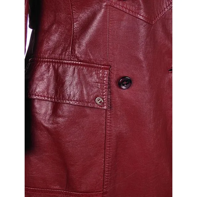 Vintage Etienne Aigner Leather Trench Coat 1970s Size 38 Bust Sz 14