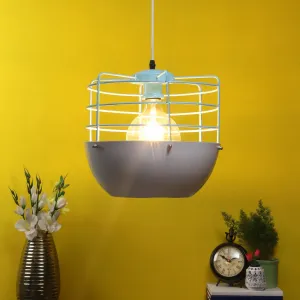 WHITE Metal Hanging Light - JNO-06-hl-bl-wh - Included Bulb
