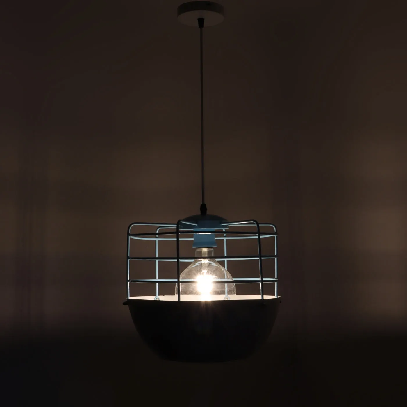 WHITE Metal Hanging Light - JNO-06-hl-bl-wh - Included Bulb